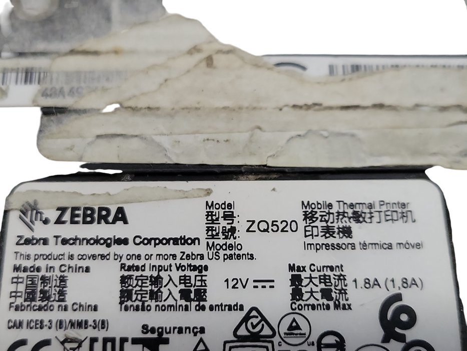 Zebra ZQ520 Mobile Printer ZQ52-AUN0100-00, No battery, For Parts *Read*