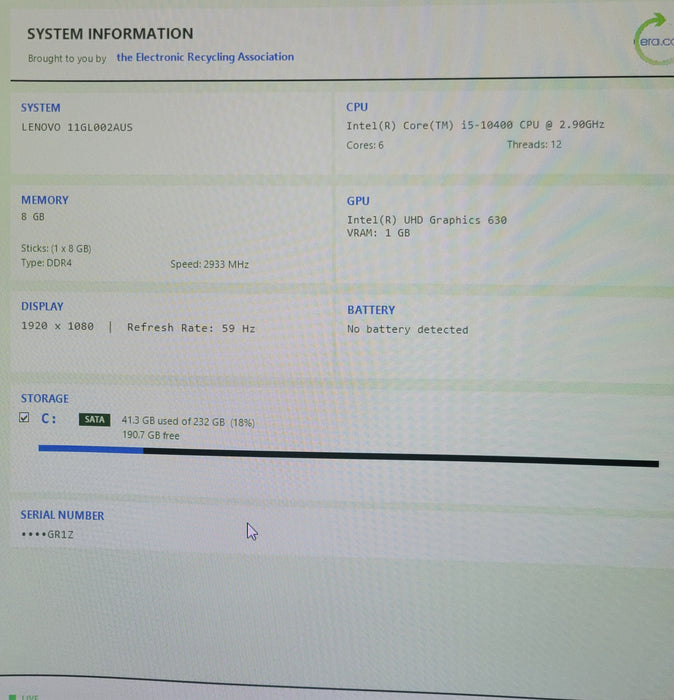 Lenovo ThinkCentre M70c SFF,  Core i5-10400 2.90GHz, 8GB DDR4, 250GB SSD