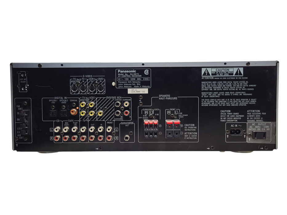 Panasonic SA-HE75 Home Theater Receiver 320W Built-In Digital Surround Decoder