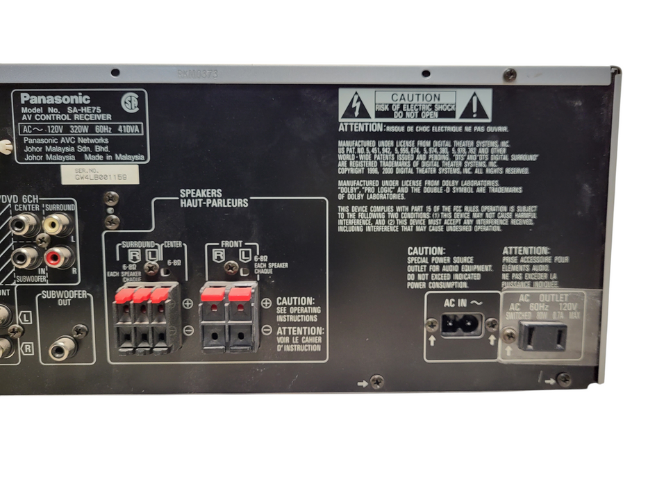 Panasonic SA-HE75 Home Theater Receiver 320W Built-In Digital Surround Decoder