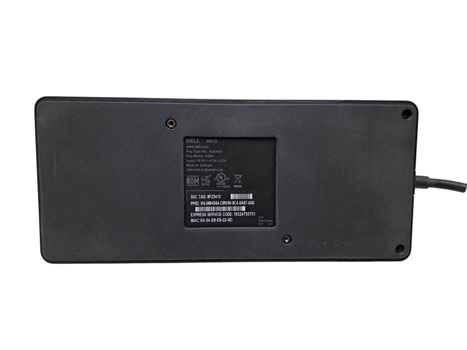 Dell WD19 K20A001 USB-C Docking Station No Power Adapter