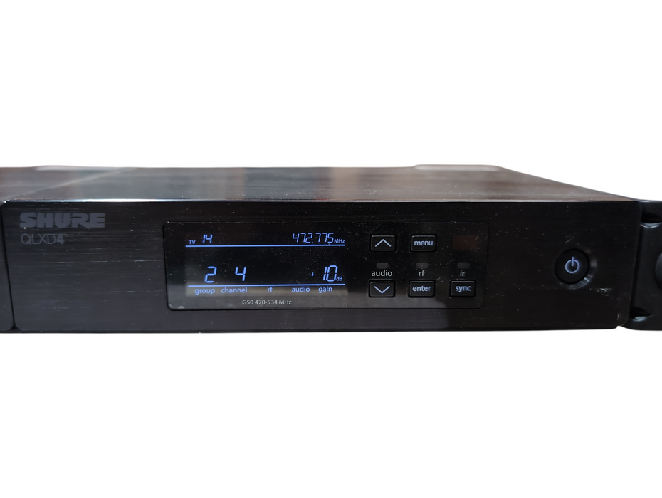 Shure QLXD4 (G50: 470 to 534 MHz), 2 Units in Rack Mount, 470-534 MHz, No PWR