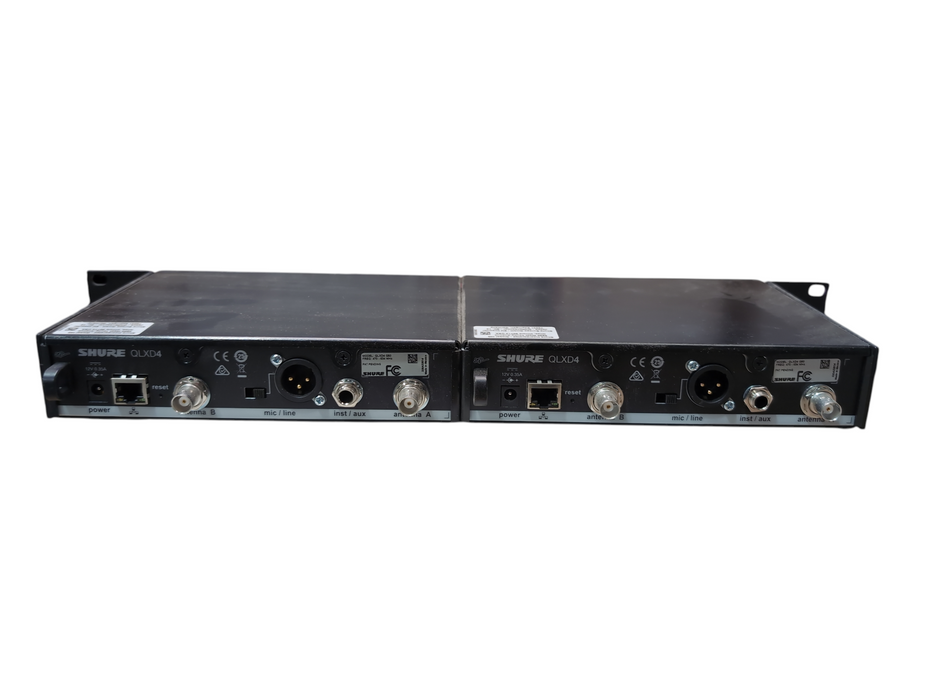 Shure QLXD4 (G50: 470 to 534 MHz), 2 Units in Rack Mount, 470-534 MHz, No PWR