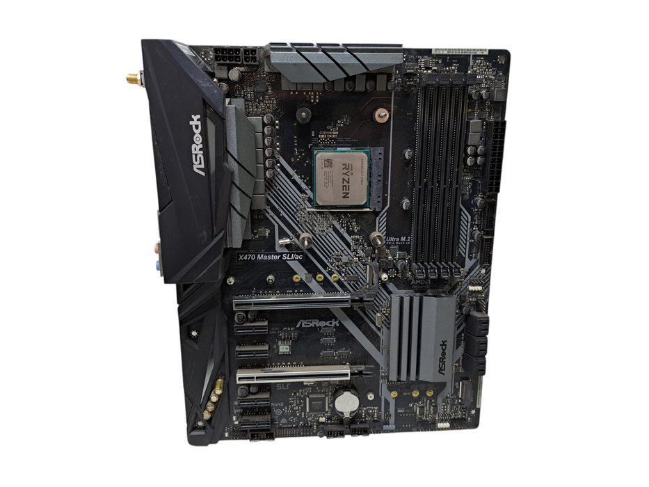 ASRock X470 Master SLI/ac Motherboard w/ Ryzen 7 2700X CPU, No RAM *READ*