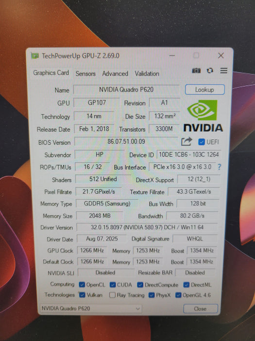 Nvidia Quadro P620 2GB GDDR5 High Profile Graphics Card