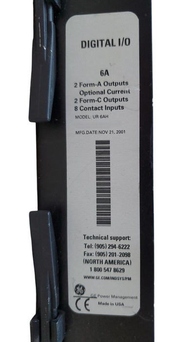GE Multilin UR 6AH Digital I/O, 8 Digital Inputs, 2 Form-A/C Outputs *READ*
