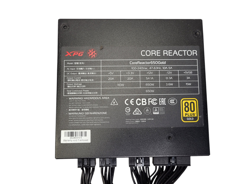XPG CORE REACTOR 650W 80 PLUS GOLD Power Supply Black