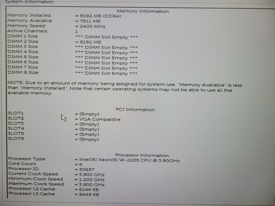 Dell Precision 5820 Tower | Xeon W-2235 @3.70GHz, 8GB DDR4, NO HDD/GPU READ