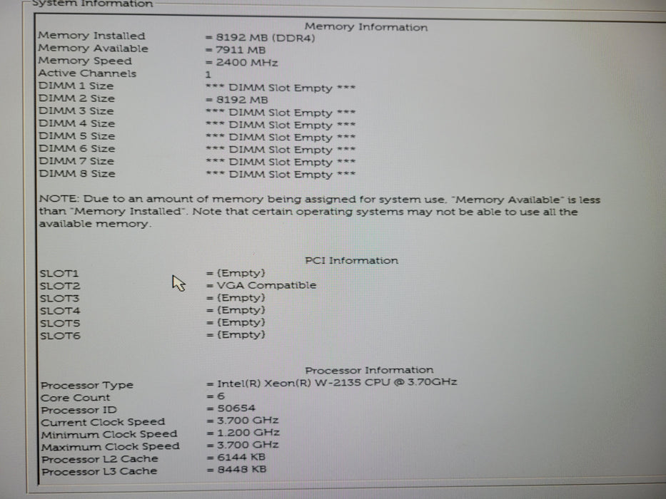 Dell Precision 5820 Tower | Xeon W-2135 @3.70GHz, 8GB DDR4, NO HDD/GPU