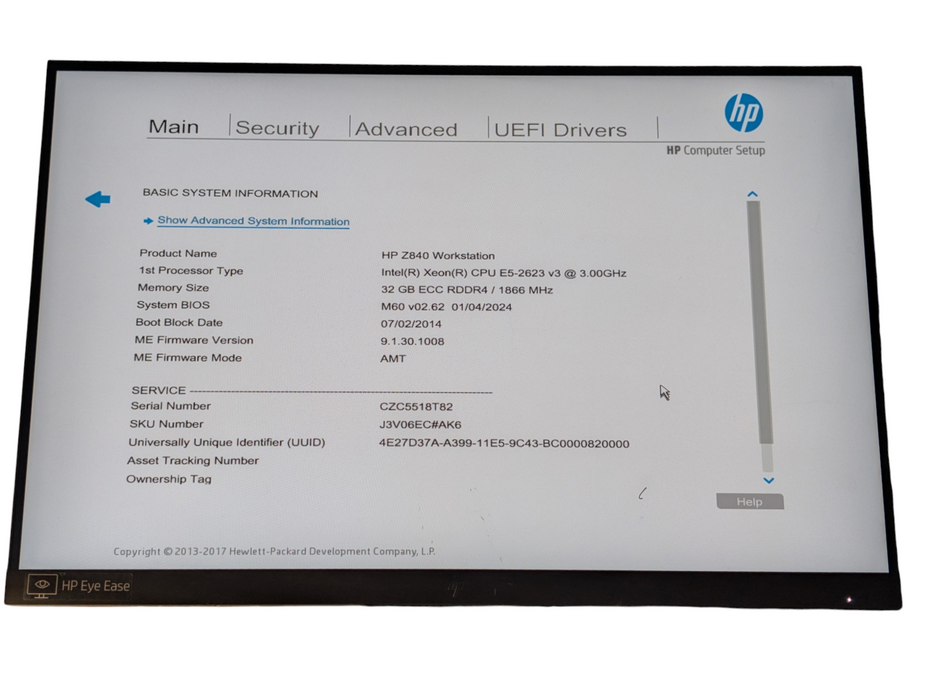 HP  Z840 Workstation Intel Xeon E5-2623 v3 32GB RAM 250GB SSD