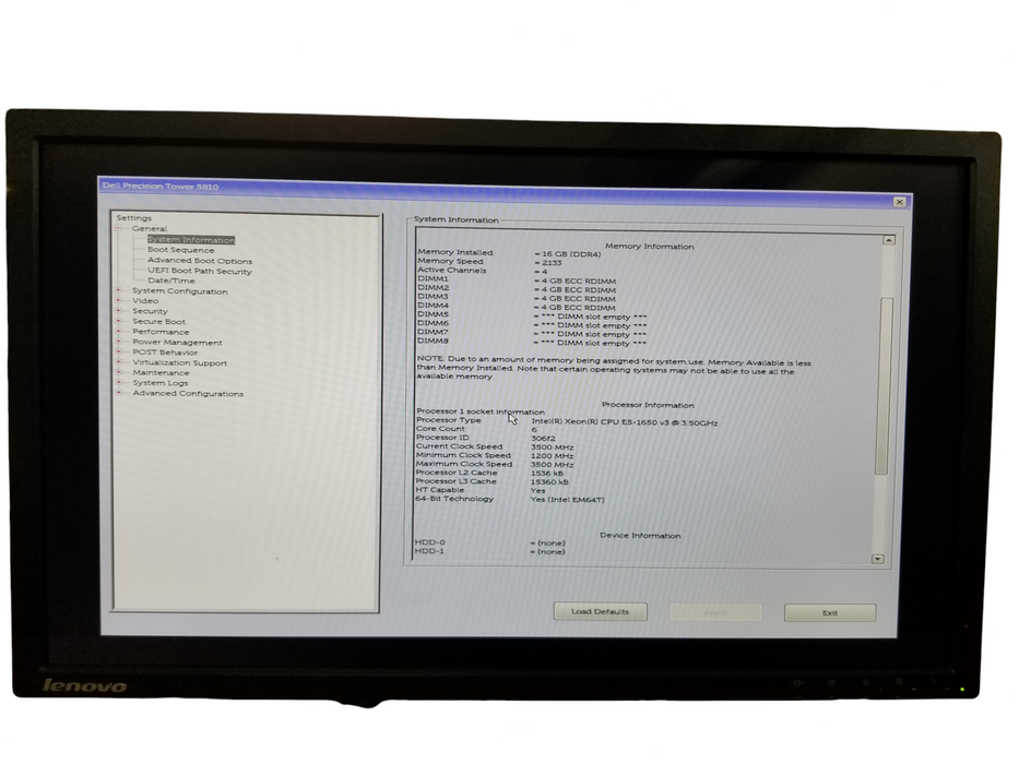 Dell Precision Tower 5810 Xeon E5-1650 v3 16GB DDR4 685W PSU No HDD