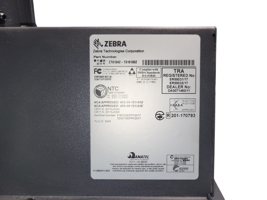 Zebra Zt610 Thermal Barcode Label Printer 300dpi Bluetooth ZT61042-T010100Z