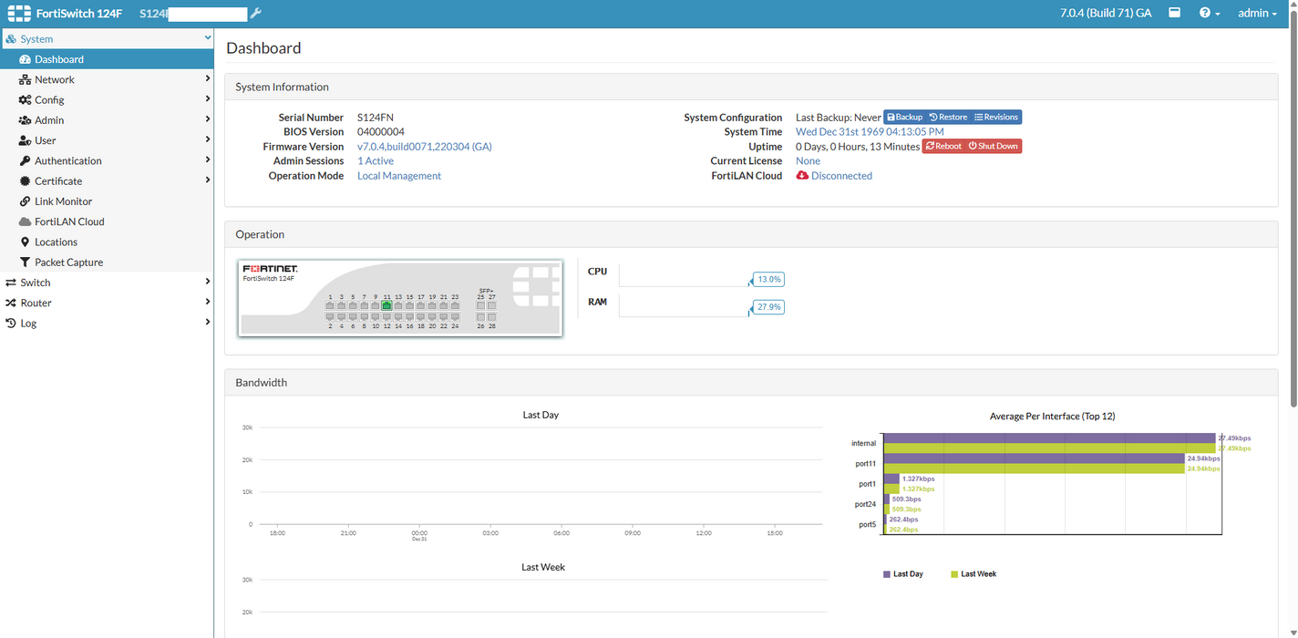 Fortinet FortiSwitch 124F FS-124F | 24-Port Gigabit Managed Ethernet Switch