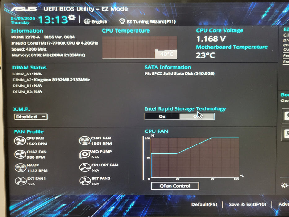 Custom/Asus Tower PC, core I7-7700K 4.20GHz, 8GB DDR4, 240GB SSD, 750W PSU, READ