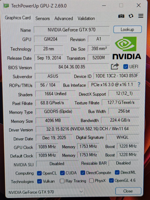 ASUS GeForce TURBO GTX970 4GB GDDR5 Graphics Card