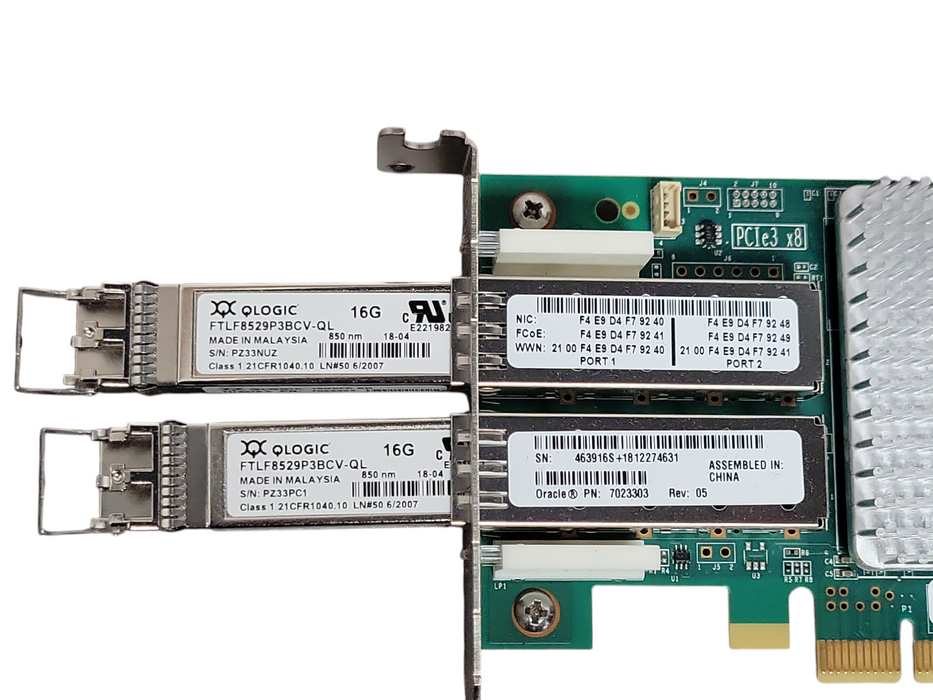 Oracle Qlogic QLE8362-ORL Dual Port 16Gb NIC 7023303 Low Profile W/ SFPs