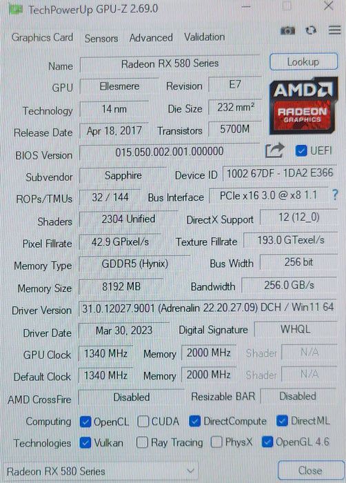 SAPPHIRE NITRO+ Radeon RX 580 8GB GDDR5 Graphics Card