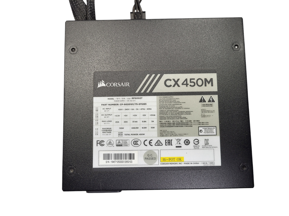 Corsair CX450M 450W Semi Modular Power Supply - Black