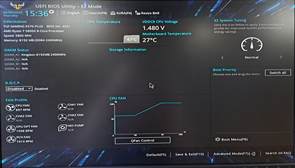 Asus TUF GAMING X570-PLUS Motherboard w/ Ryzen 7 5800X 8-Core, 8GB DDR4, + I/O