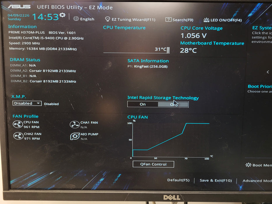 Custom/Asus Tower PC, core I5-9400 2.90GHz, 16GB DDR4, 256GB SSD, 450W PSU