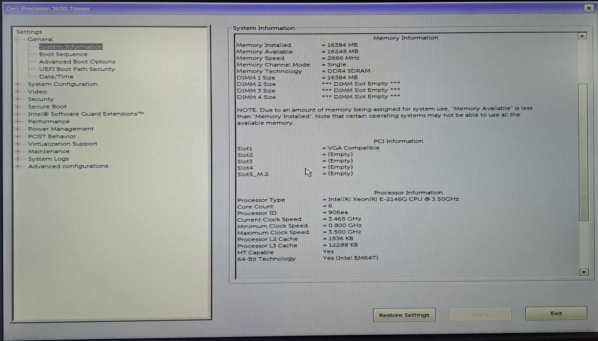 Dell Precision 3630 Tower | Xeon E-2146G @3.50GHz, 16GB DDR4, M2000, No SSD