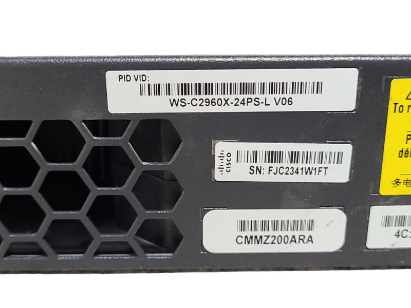 Cisco WS-C2960X-24PS-L | 24-Port Gigabit PoE+ 370W Switch, 4x SFP