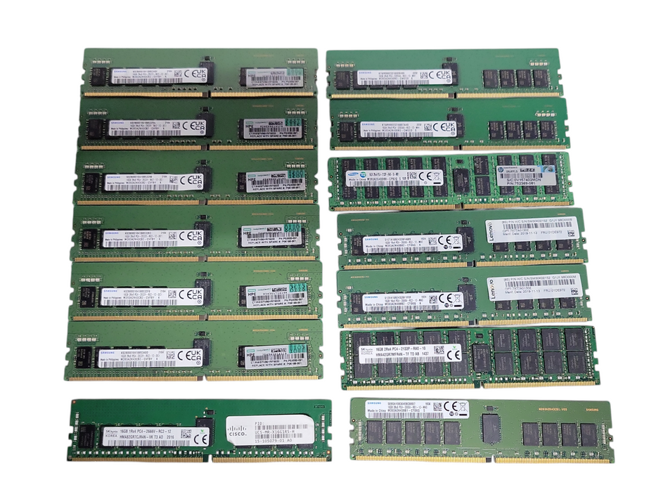 Lot of 14x Assorted Brand/Speed DDR4 Server RAMs, See detail