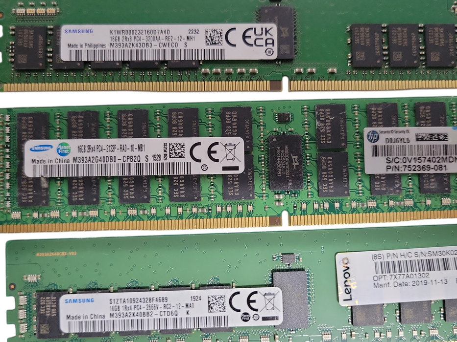 Lot of 14x Assorted Brand/Speed DDR4 Server RAMs, See detail