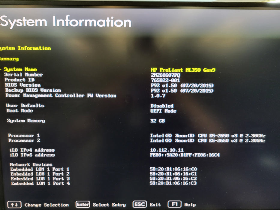 HPE ProLiant ML350 gen9 - 2x Xeon E5-2650 v3 32GB DDR4 P440ar 2x800W PSU