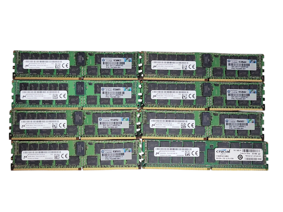 Lot of 8x Micron 16Gb 2Rx4 PC4-2133P-R DDR4 Server RAMs