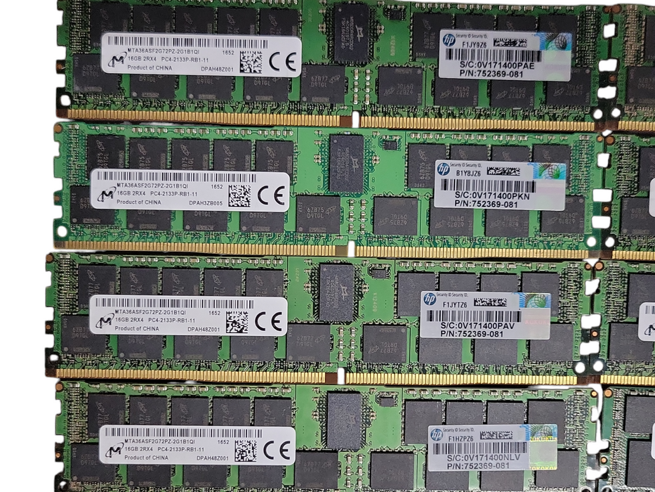 Lot of 8x Micron 16Gb 2Rx4 PC4-2133P-R DDR4 Server RAMs