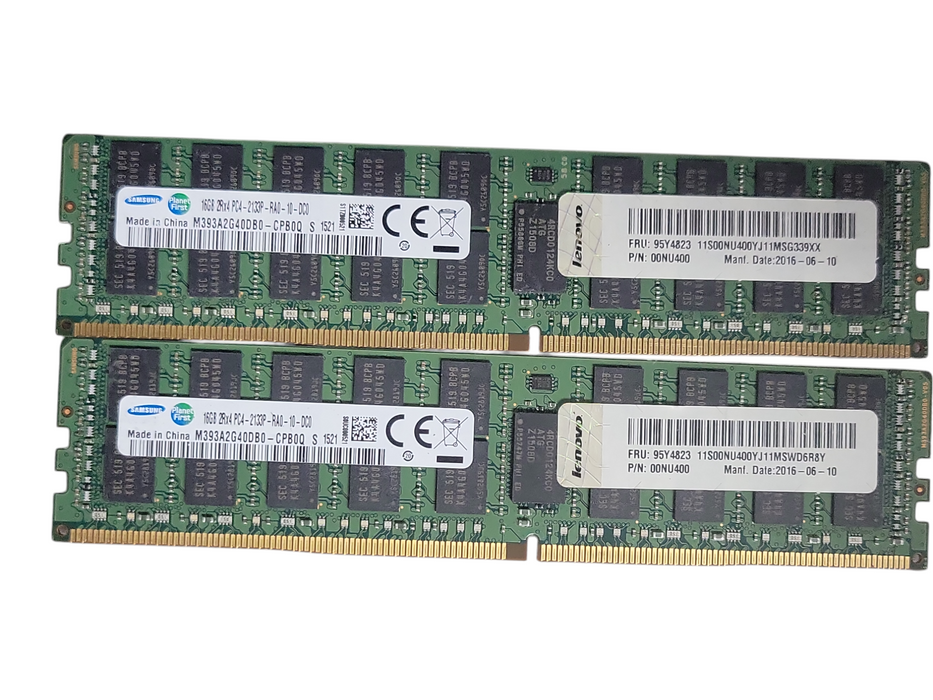 Lot of 2x Samsung 16GB 2Rx4 PC4-2133P-R DDR4 Server RAMs