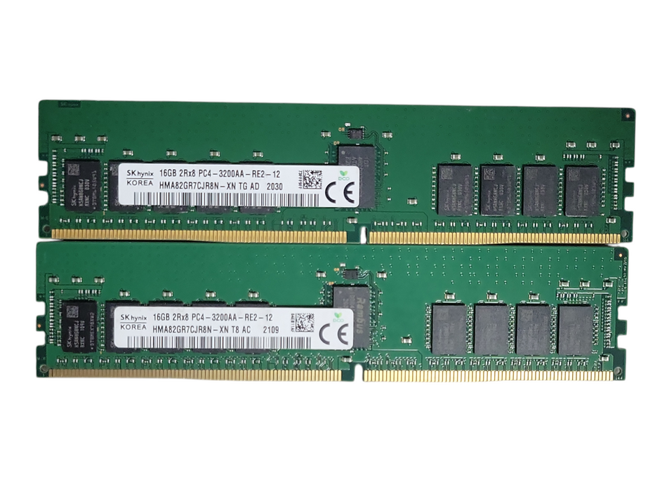 Lot of 2x SKhynix 16GB 2Rx8 PC4-3200AA-R DDR4 Server RAMs