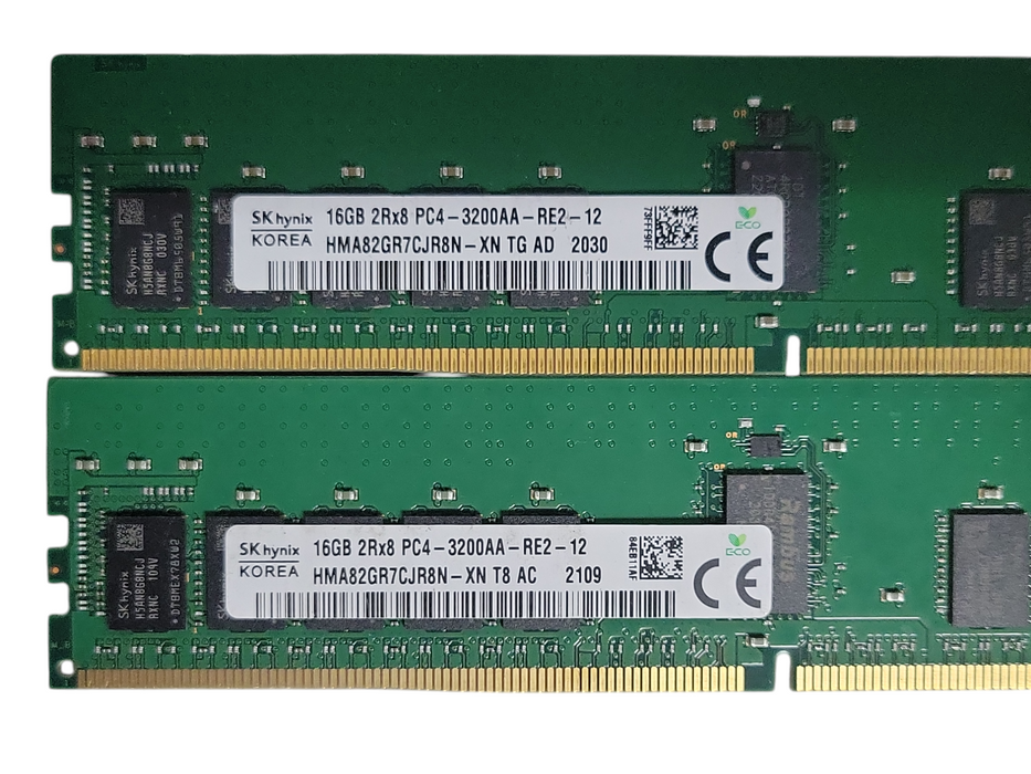 Lot of 2x SKhynix 16GB 2Rx8 PC4-3200AA-R DDR4 Server RAMs