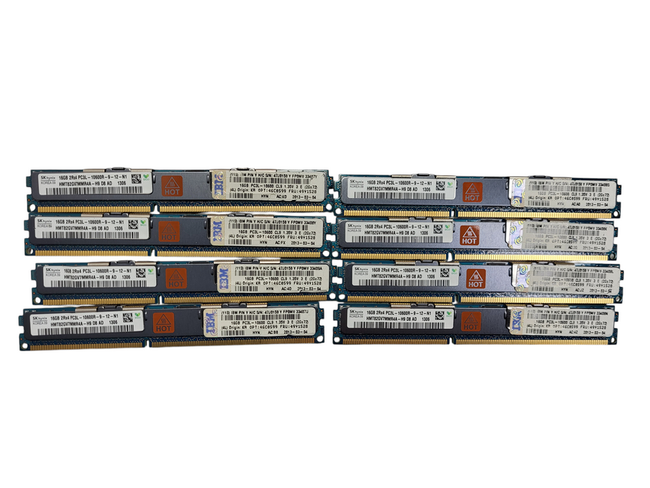 Lot of 8x SK Hynix 16GB 1333MHz PC3L-10600R DDR3 ECC Server RAM