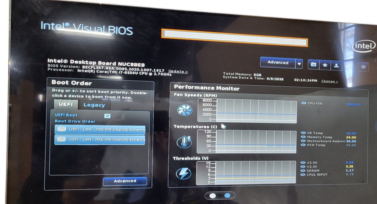 Intel NUC NUC8BEB i7-8559U CPU | 8GB DDR4 | 256GB NVMe W/AC
