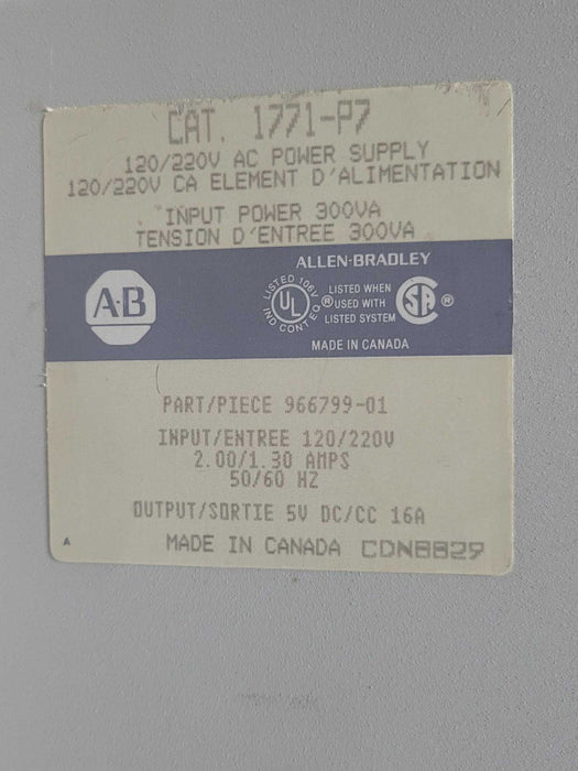 Allen Bradley CAT 1771-A2B 8-Bay I/O Chassis with cards, READ _