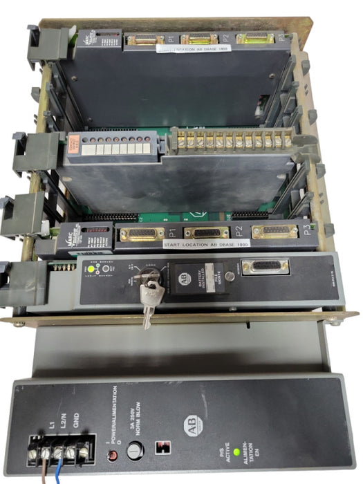 Allen Bradley CAT 1771-A2B 8-Bay I/O Chassis with cards, READ _