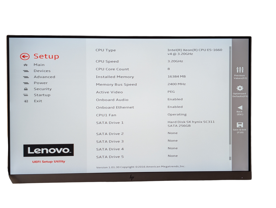 Lenovo P510 Workstation Intel Xeon E5-1660 v4 16GB RAM 250GB SSD