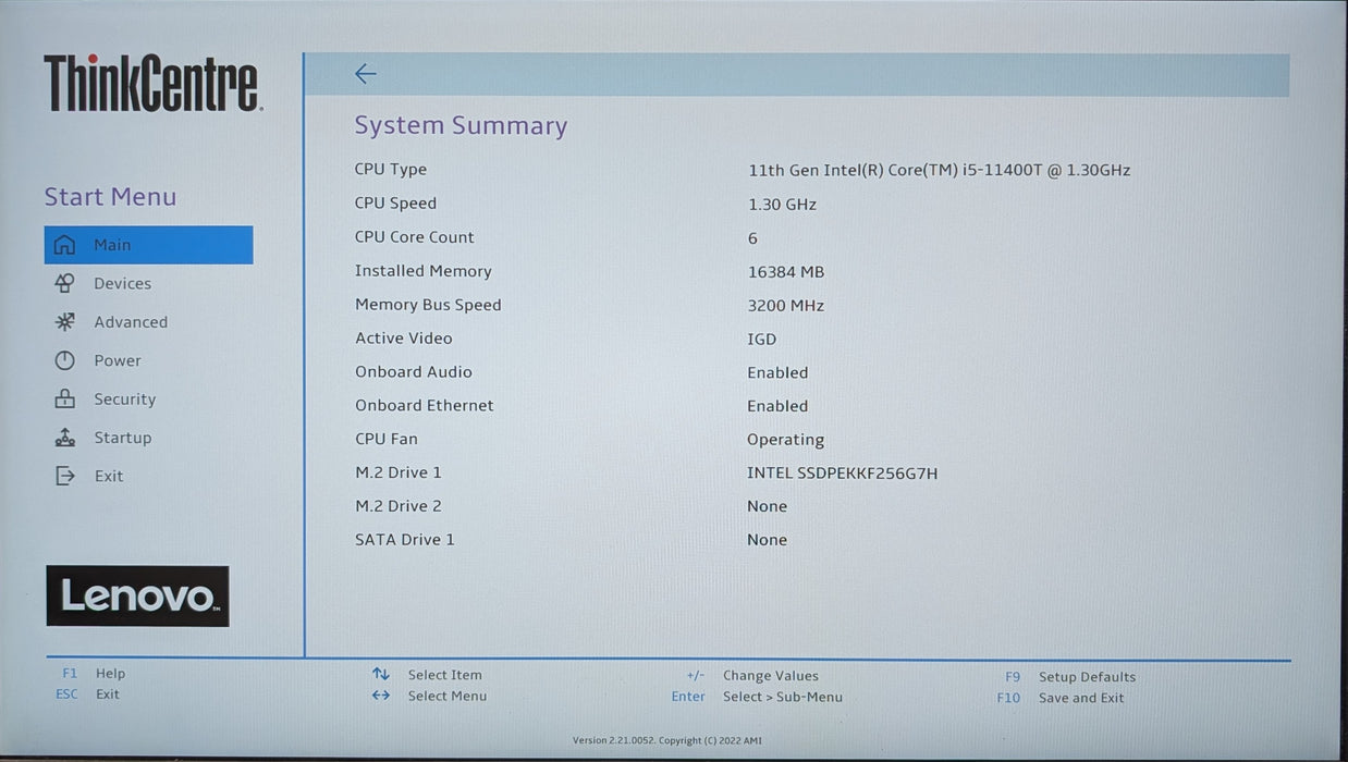 Lenovo ThinkCentre M70q Gen 2, i5-11400T 1.30GHz, 16GB DDR4, 256GB NVMe, PWR