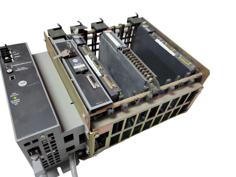 Allen Bradley CAT 1771-A2B 8-Bay I/O Chassis with cards, READ _