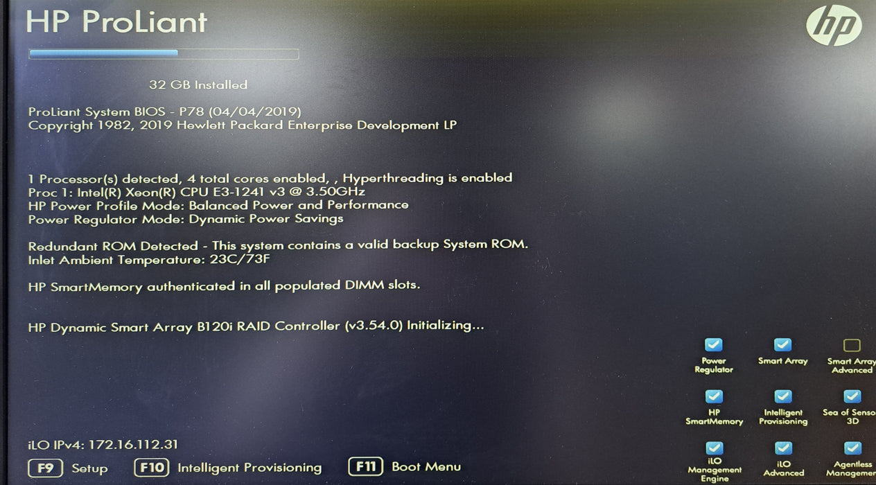 HP ProLiant ML310e Gen8 v2 8x 2.5" | Xeon E3-1241 v3, 32GB RAM, B120i + P420