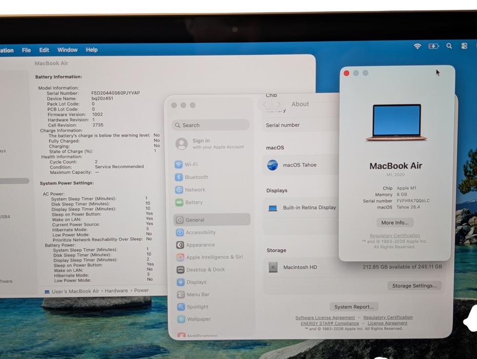Apple MacBook Air M1 2020 8GB RAM 250GB Storage A2337 PLEASE READ