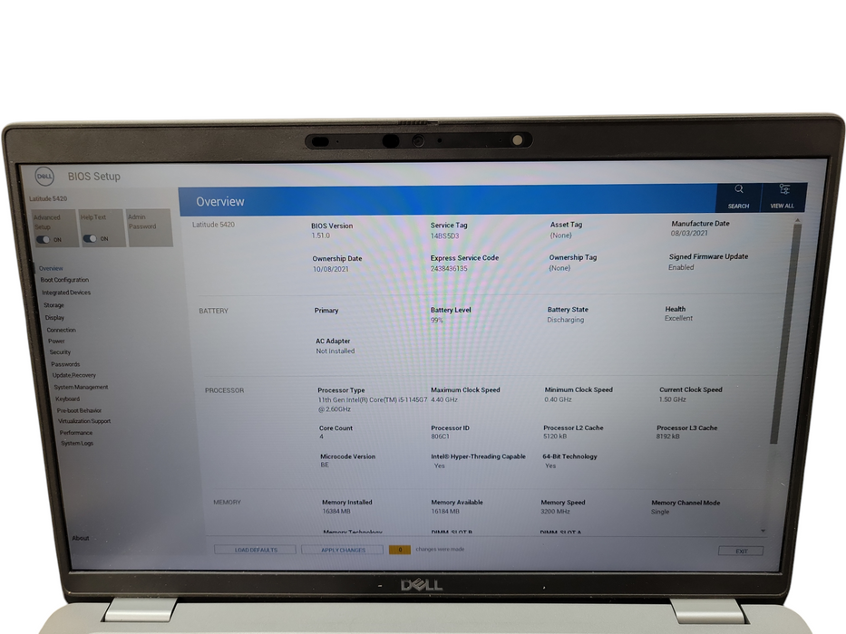 Dell Latitude 5420 - i5-1135G7, 16GB DDR4, 256GB NVMe READ