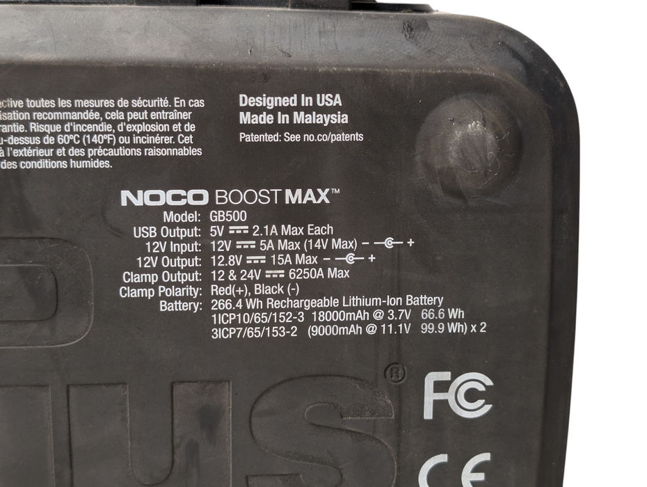 NOCO GB500+ BOOST MAX ULTRASAFE JUMP STARTER 6250A 12V/24V up to 45L diesel