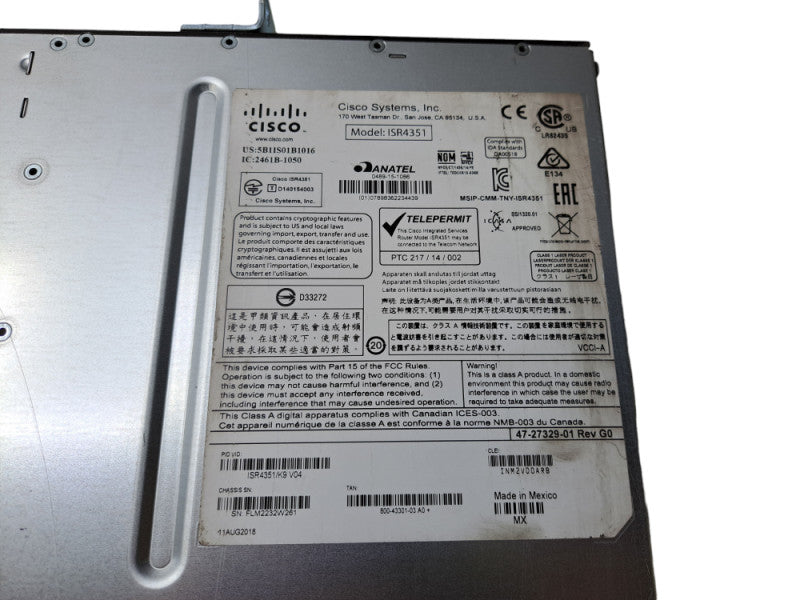 Cisco ISR4351/K9 V04 Integrated Service Router | Factory Reset, NOT AFFECTED