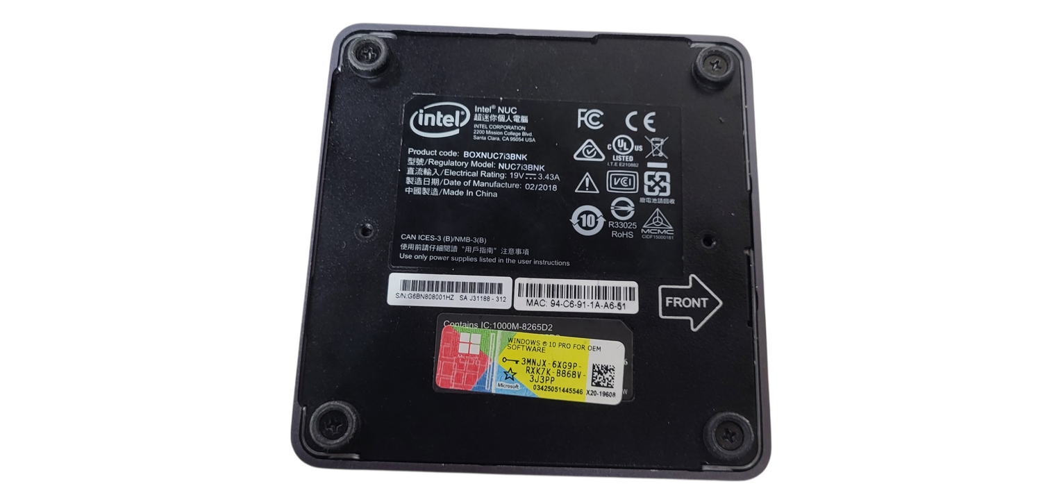 Intel NUC BOXNUC7i3BNK Mini PC | i3-7100U, 8GB RAM| 256GB NVME
