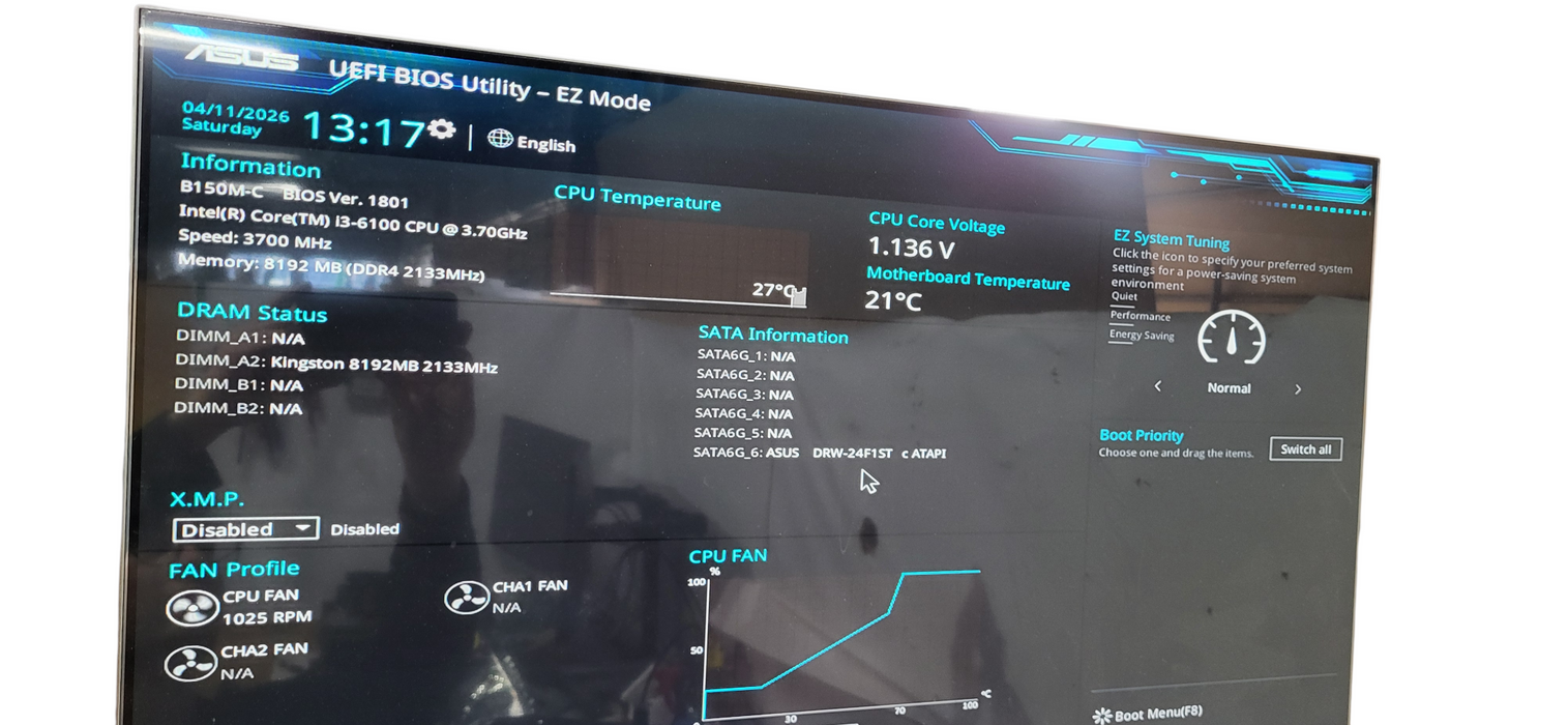 Custom PC i3-6100 CPU | 8GB DDR4 |No HDD | B150M-C Mobo