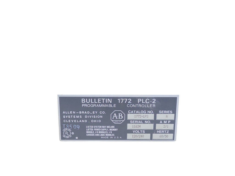 Allen-Bradley Bulletin 1772 PLC-2 PLC2/30 Programable controller, READ _