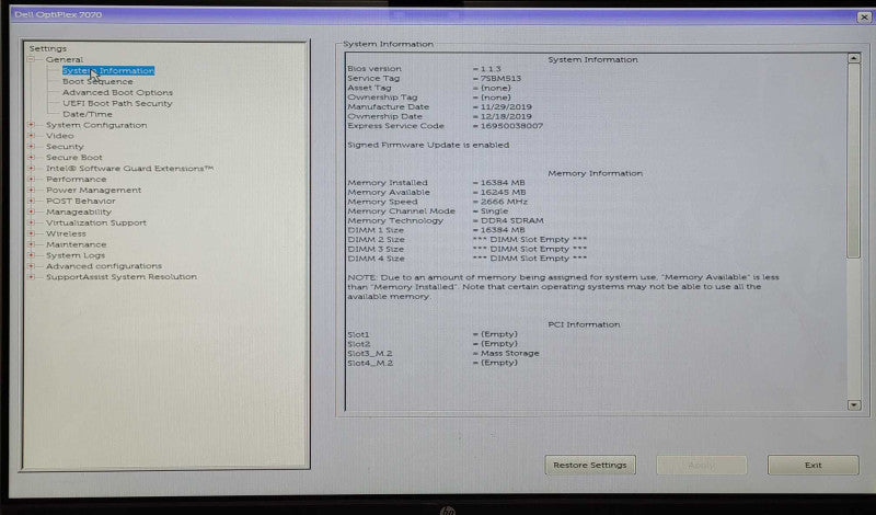Dell OptiPlex 7070 SFF, i5-9500 3.00GHz 6-Core, 16GB DDR4, 256GB NVMe